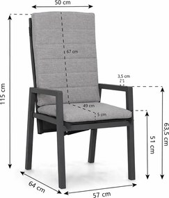 Tuinset Ronde Tuintafel 4 personen 120 cm Aluminium Grijs  Lifestyle Garden Furniture Vivaro/Rockville
