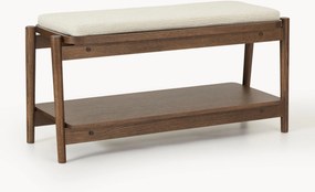 Gestoffeerde houten bank Libby met schoenenrek