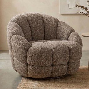 Ronde Fauteuil Draaibaar Boucle Taupe