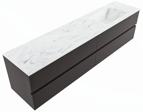 Mondiaz Vica DLux badmeubel 200cm dark grey 4 lades met wastafel opalo rechts zonder kraangat