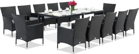 Milan/Grenada 12 technorattan tuinmeubelen met grote Garden Point tafel antraciet