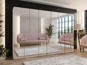 Kledingkast Hartford 602, Gouden, Wit, 202x300x52cm, 203.5 kg, Kledingkast deuren: Met scharnieren