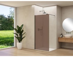 Van Rijn Products ST01 vaste wand - 88x200cm - brons rookglas - - dikte 8mm - stabilisatiestang - muurprofiel - Zwart ST0150090BRZWM