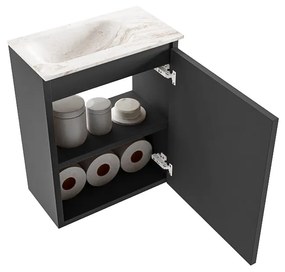 Mondiaz Ture DLux toiletmeubel 40cm dark grey met wastafel frappe links zonder kraangat