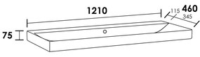 Sanituba Wave wastafel keramiek zonder kraangaten 120cm