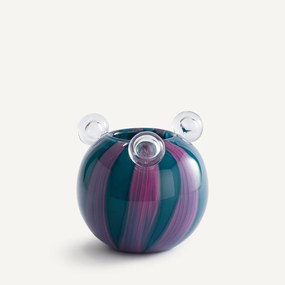 Vaas in handgeblazen glas met 3 bellen, H18 cm, Celis