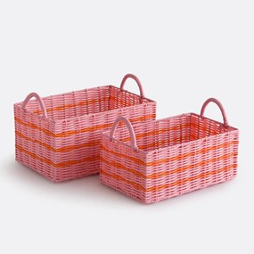 Set van 2 geweven scoubidou manden, CAMY