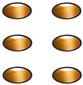 Buitenlamp Set van 6 Moderne inbouwspots zwart met goud GU10 70mm IP44 - Dept Modern GU10 Buitenverlichting rond Lamp