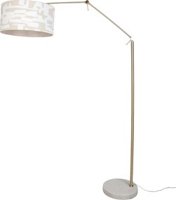 Vloerlamp goud verstelbaar met wit en beige gestreepte kap 50cm - Editor