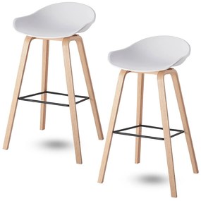 House of Rebels Barkruk - Romeo - 73 cm - Wit - Hout - Set van 2 - House of Rebels