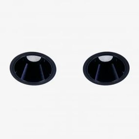 Pack Van 2 Inbouw Led-downlights Met Ronde Frames Ø7 Cm In Aluminium Luisiana Zwart & 6 W & 23º & Wit Koud 4000k - Sklum