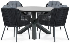 Tuinset Ronde Tuintafel 4 personen 130 cm Aluminium/rope Grijs  Santika Furniture Santika