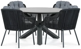 Tuinset Ronde Tuintafel 4 personen 130 cm Aluminium/rope Grijs  Santika Furniture Santika