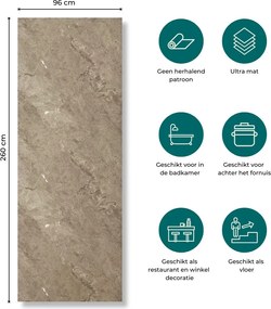 SPC Marmer Wandpaneel MAT Breccia Brown 260x96x0.3cm | Badkamer Wandpanelen