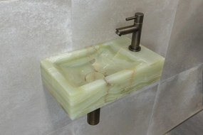 Saniclear Green Onyx fonteinset met rechte kraan in verouderd messing