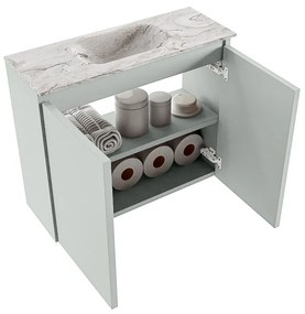 Mondiaz Ture DLux toiletmeubel 60cm greey met wastafel glace midden met kraangat