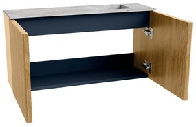 Mondiaz Joya DLux 80cm toiletmeubel oak met wastafel faye rechts zonder kraangat glace