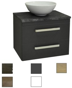 Sanicare Q11 badkamermeubel met grey-stone topblad 65 cm truffel