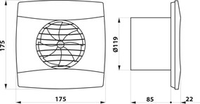 Cata UC-12 badkamer ventilator 12W Ø120mm zwart mat