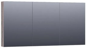 Saniclass Plain Spiegelkast - 140x70x15cm - 3 links- en rechtsdraaiende spiegeldeuren MFC - grey Canyon SK-PL140GC