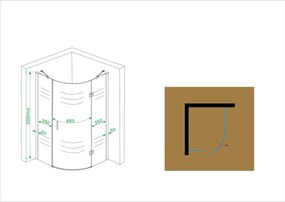 Mueller Irene 1/4 douchecabine rechts RS 900x900 Anti-kalk