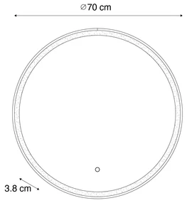 Badkamerspiegel goud 70 cm incl. LED met touch dimmer - Miral Modern IP44 rond Lamp
