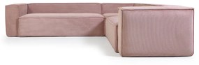 Kave Home Blok Moderne Hoekbank Ribstof Roze 320 X 290 Cm