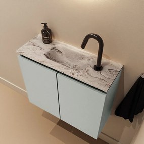 Mondiaz Ture DLux toiletmeubel 60cm greey met wastafel glace midden met kraangat