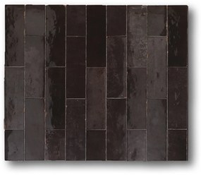 Hoogglans Handvorm Wandtegel 5x16 Cm Celebes Zwart A458