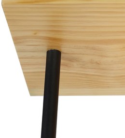 Industriële plafondlamp zwart met hout 3-lichts - Shelf