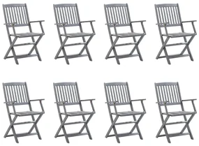vidaXL Tuinstoelen 8 st inklapbaar met kussens massief acaciahout