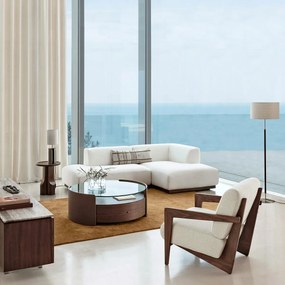 Salontafel van notenhoutfineer en leer, Firmo