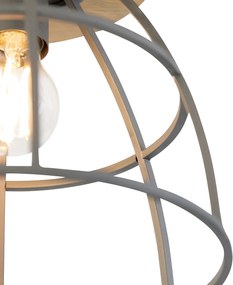 Smart plafondlamp donkergrijs met hout incl. WiFi E27 - Arthur