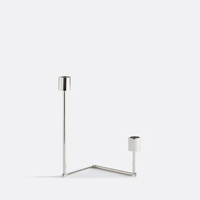 Dubbele kandelaar van verchroomd staal Alie