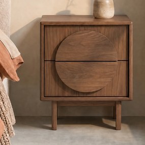Zuiver Groove Design Nachtkastje Walnoot - 45x40x55cm.