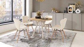ALDO 100 Eiken Artisan/Beige poten - RONDE LOFT/INDUSTRIËLE TAFEL VOOR WOONKAMER/EETKAMER, UITSCHUIFBAAR