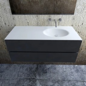 Zaro Sevilla Solid Surface badmeubel 120cm mat antraciet zonder kraangat spoelbak rechts