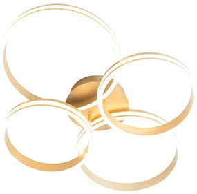 Plafondlamp messing incl. LED 3-staps dimbaar 4-lichts - Navara