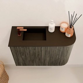 Mondiaz Joya 60cm toiletmeubel ronding rechts shadow met wastafel faye links 1 kraangat urban