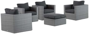 Loungeset tuin 4 personen Wicker Grijs  Garden Collections Houston