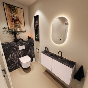 Mondiaz Ture DLux toiletmeubel 100cm rosee met wastafel lava midden met kraangat