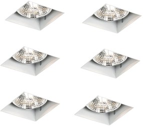 Set van 6 inbouwspots wit GU10 70mm trimless - Oneon Modern GU10 vierkant Binnenverlichting Lamp