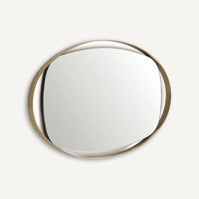 Ovale spiegel in geborsteld roestvrij staal, hoogte 76 cm, AVOLA