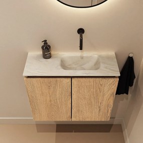 Mondiaz Ture DLux toiletmeubel 60cm washed oak met wastafel ostra rechts zonder kraangat