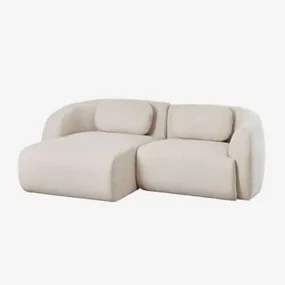 Coquette 2-delige Chenille Modulaire Bank Met Chaise Longue Links Stof Chenille Beige – Crème - Sklum