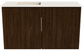 Mondiaz Joya DLux 70cm toiletmeubel walnut met wastafel faye links 1 kraangat meli