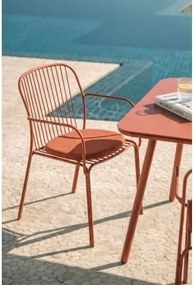 Pack Van 2 Tuinstoelen Met Armleuningen Van Staal Anerina Terracota & Terracota - Sklum