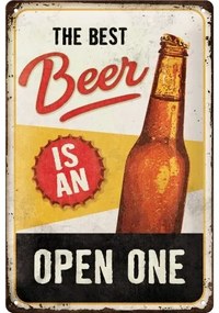 Metalen bord The Best Beer is and Open One, (30 x 20 cm)