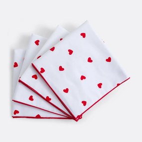 Set van 4 katoenen servetten, hartenprint, SCACCO