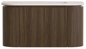 Lambini Designs Eleganza rond badmeubel 80cm dark walnut met ribbelfront en wastafel zonder kraangat